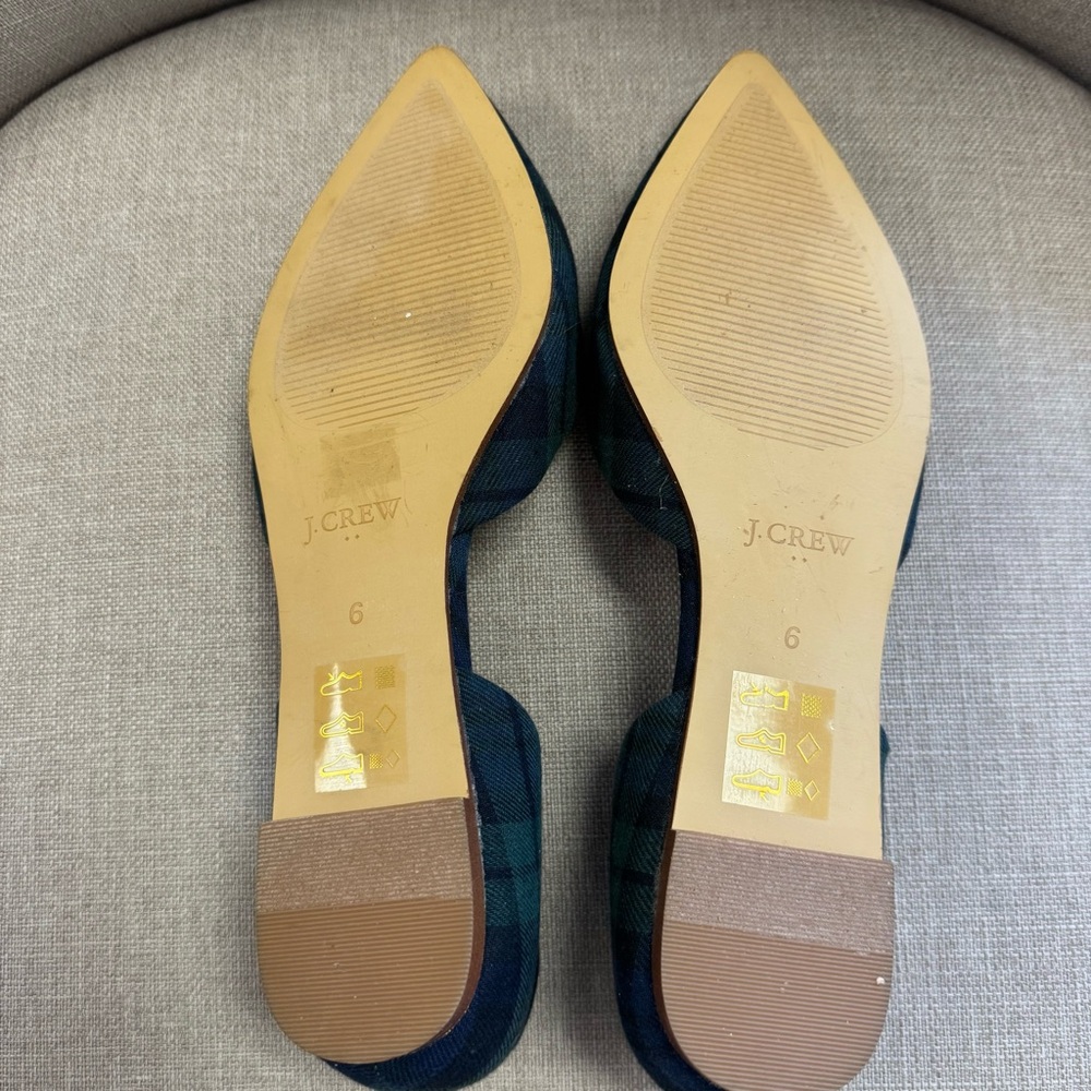 J. Crew Winter Holiday Plaid D'Orsay Flats. Size 6 - Picture 10 of 11
